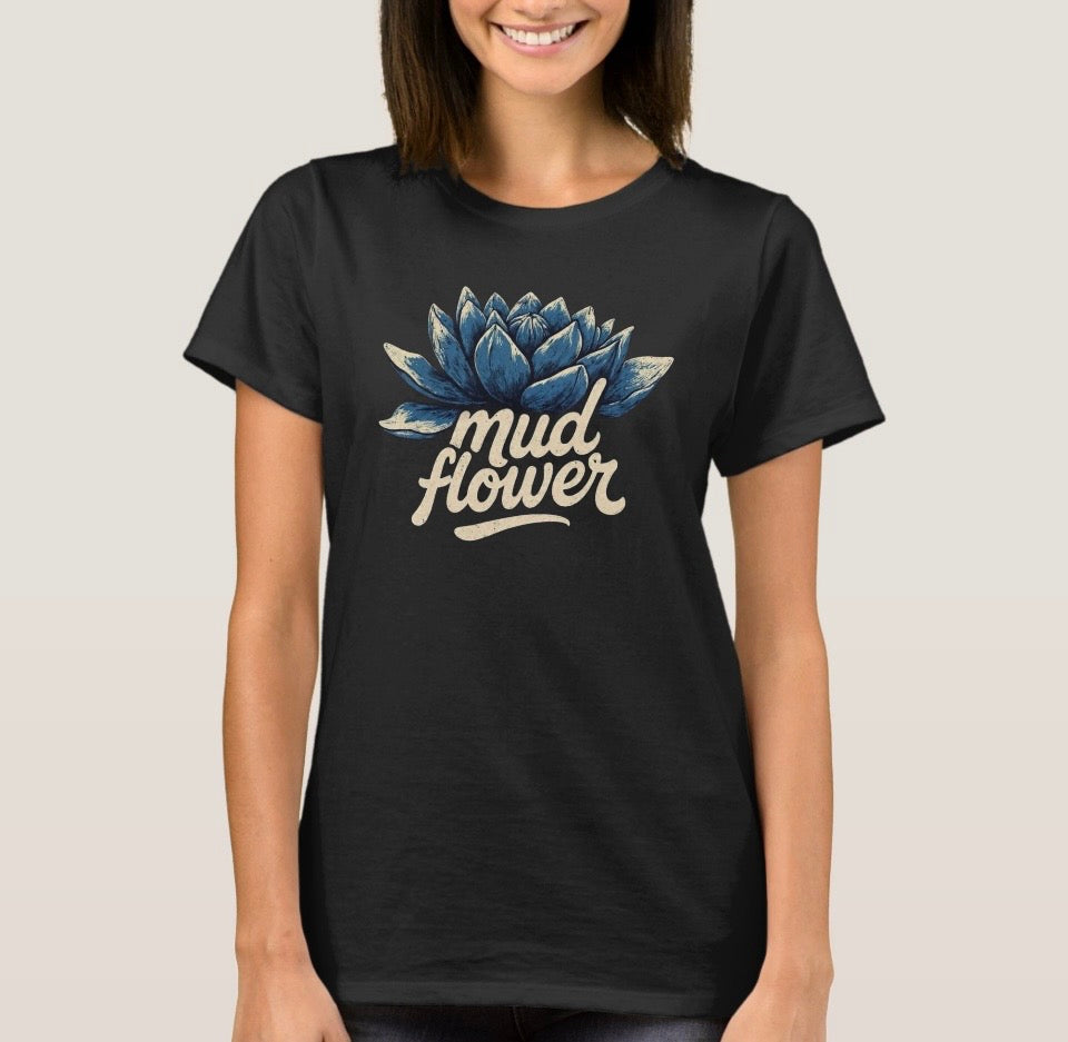 WOMENS MUDFLOWER T-SHIRT (BLACK)